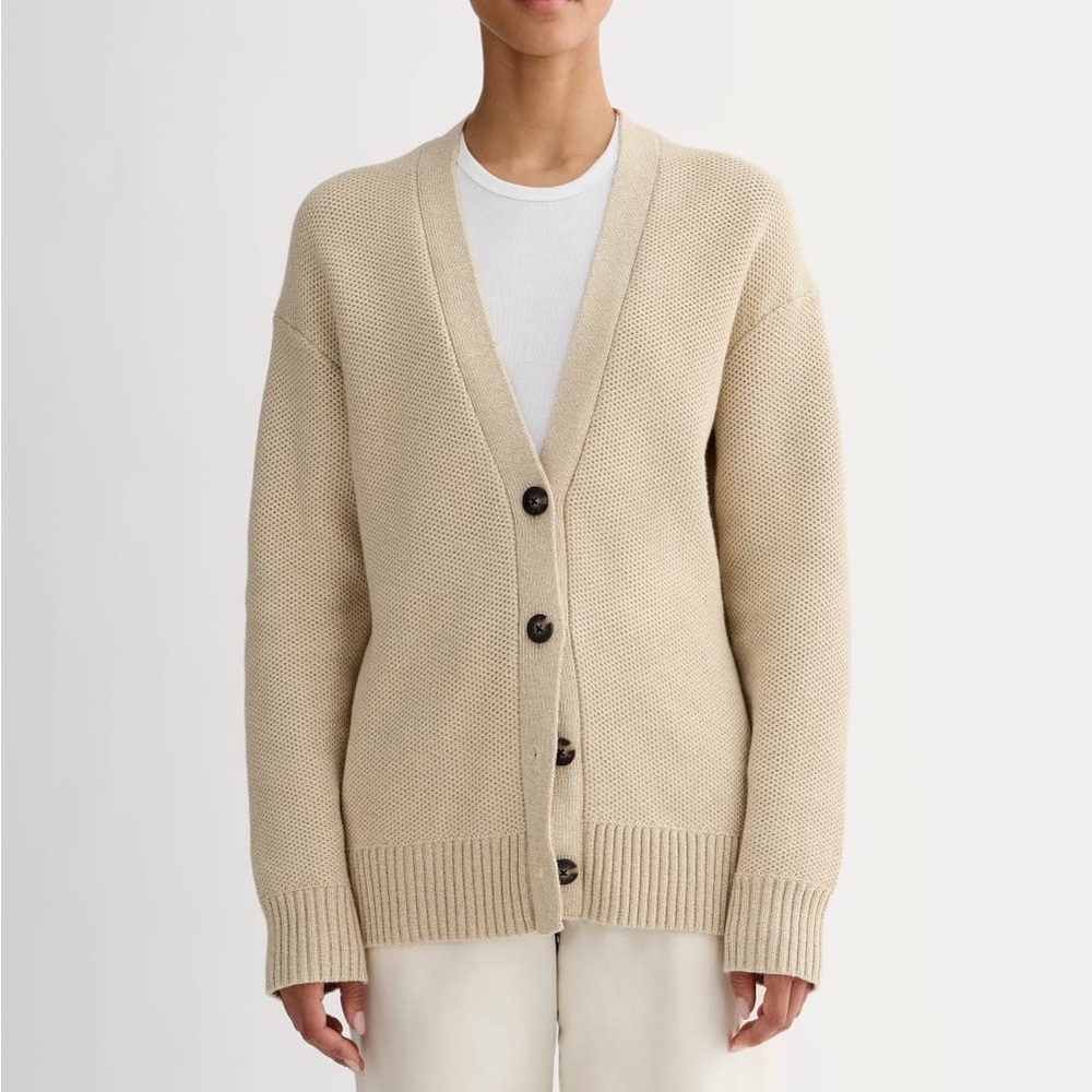 Everlane The Cotton Honeycomb Cardigan NWT